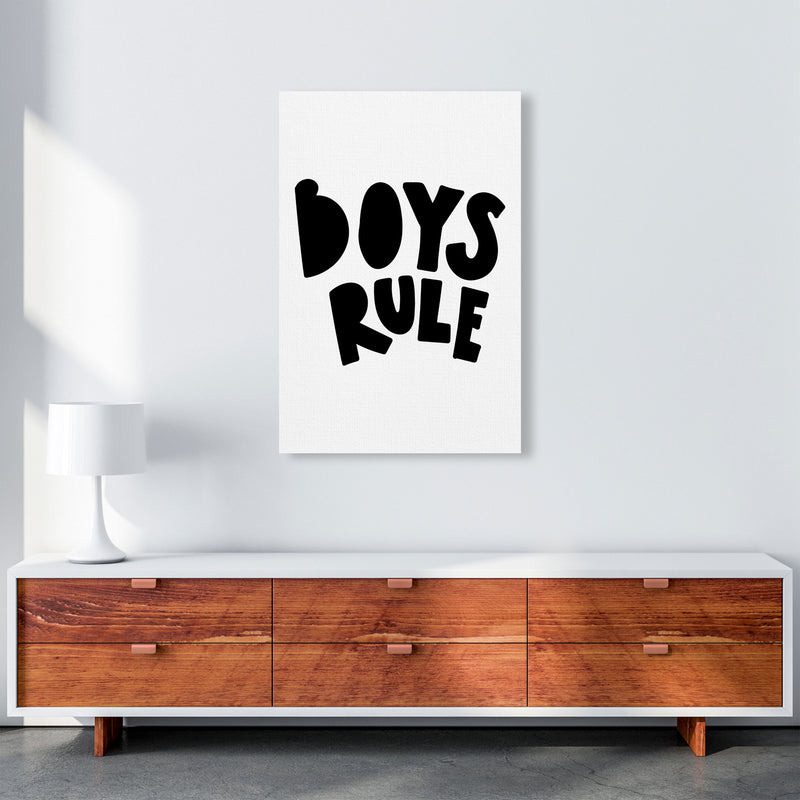 Boys Rule Black Framed Nursey Wall Art Print A1 Canvas