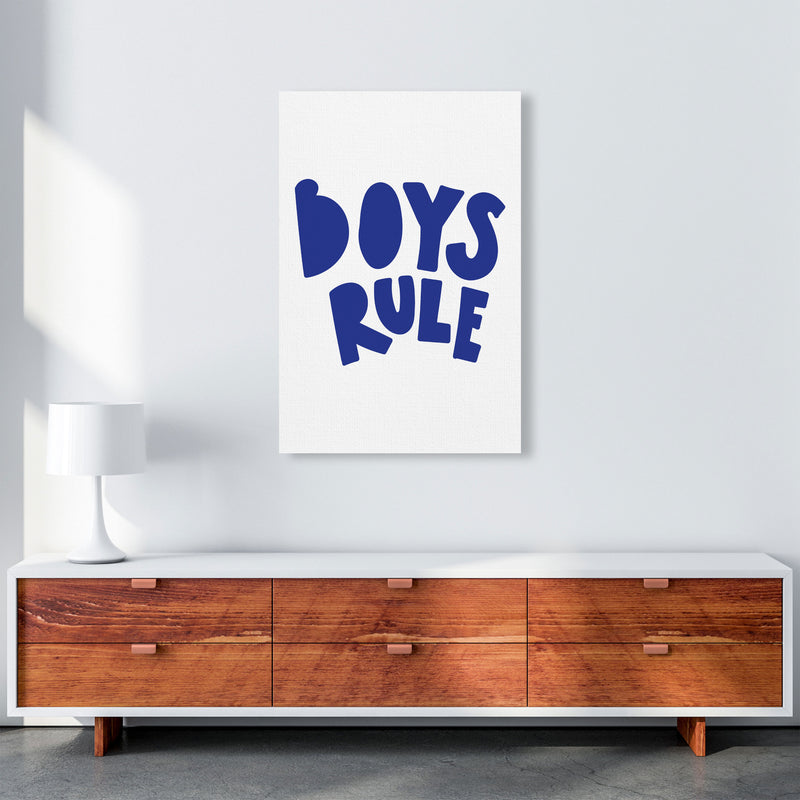 Boys Rule Navy Framed Nursey Wall Art Print A1 Canvas