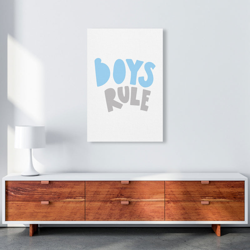 Boys Rule Grey And Light Blue Framed Typography Wall Art Print A1 Canvas