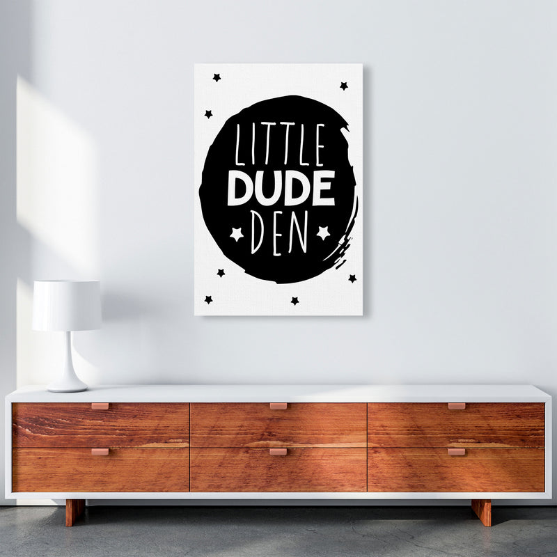 Little Dude Den Black Circle Framed Nursey Wall Art Print A1 Canvas