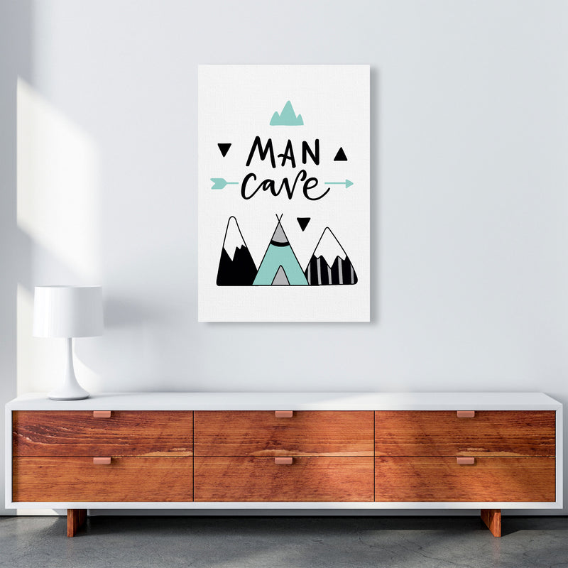 Man Cave Mountains Mint And Black Framed Typography Wall Art Print A1 Canvas