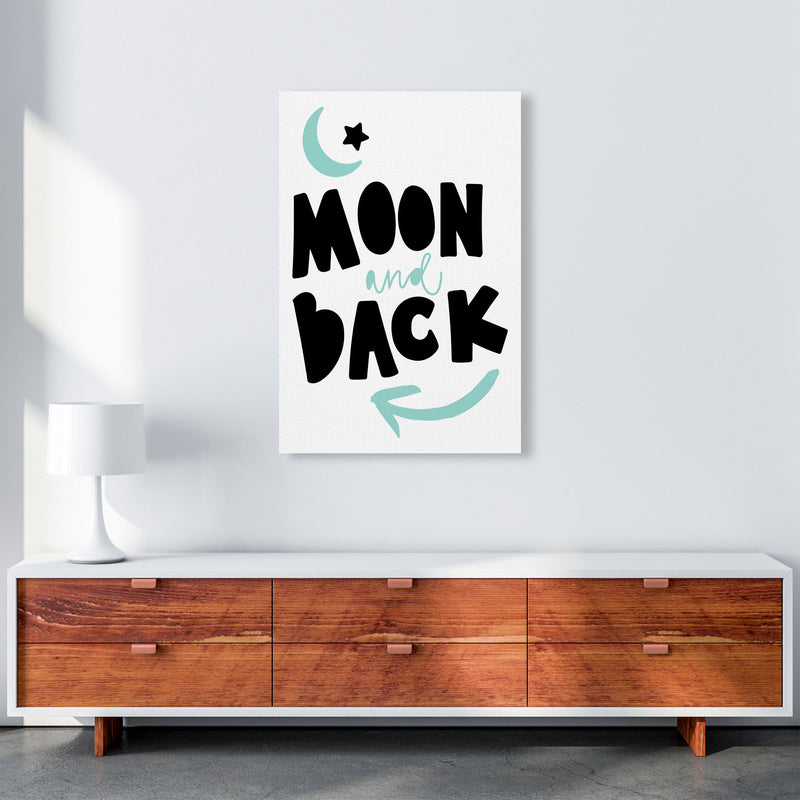Moon And Back Black And Mint Framed Typography Wall Art Print A1 Canvas