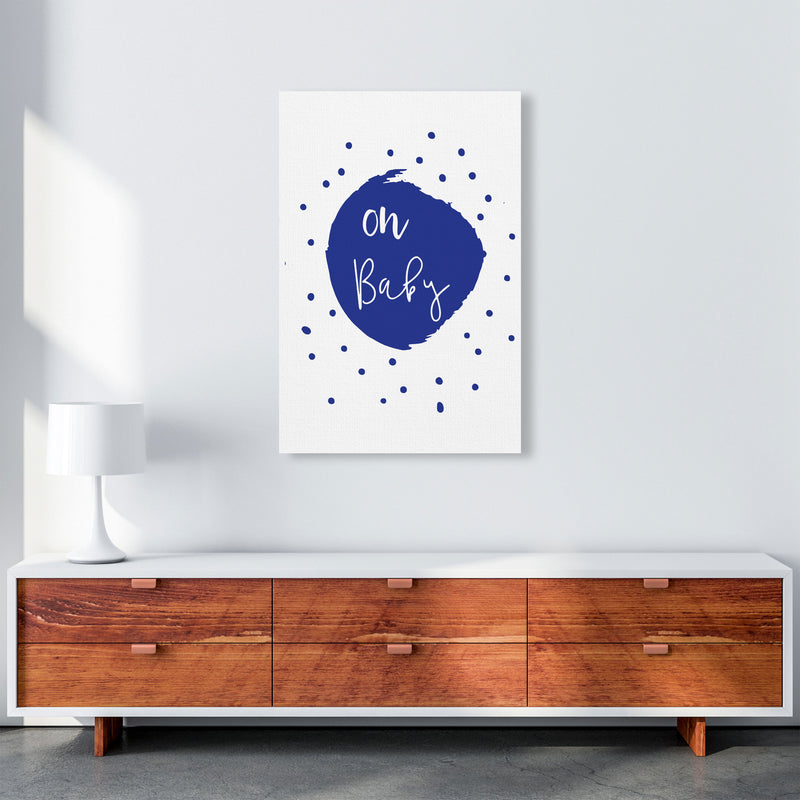 Oh Baby Navy Framed Typography Wall Art Print A1 Canvas