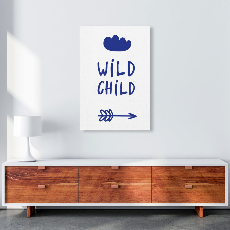 Wild Child Navy Framed Nursey Wall Art Print A1 Canvas