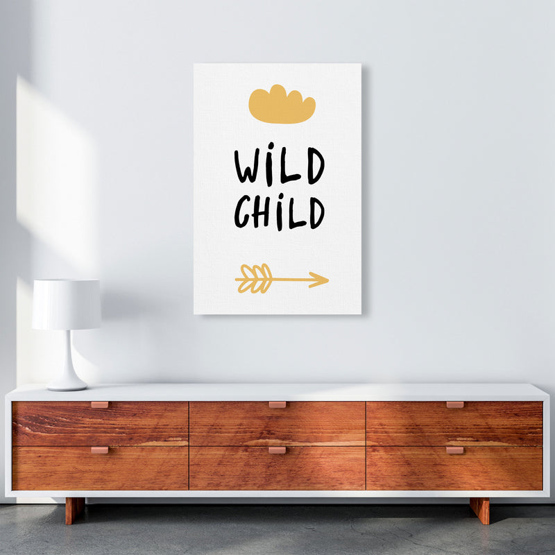 Wild Child Mustard And Black Framed Nursey Wall Art Print A1 Canvas
