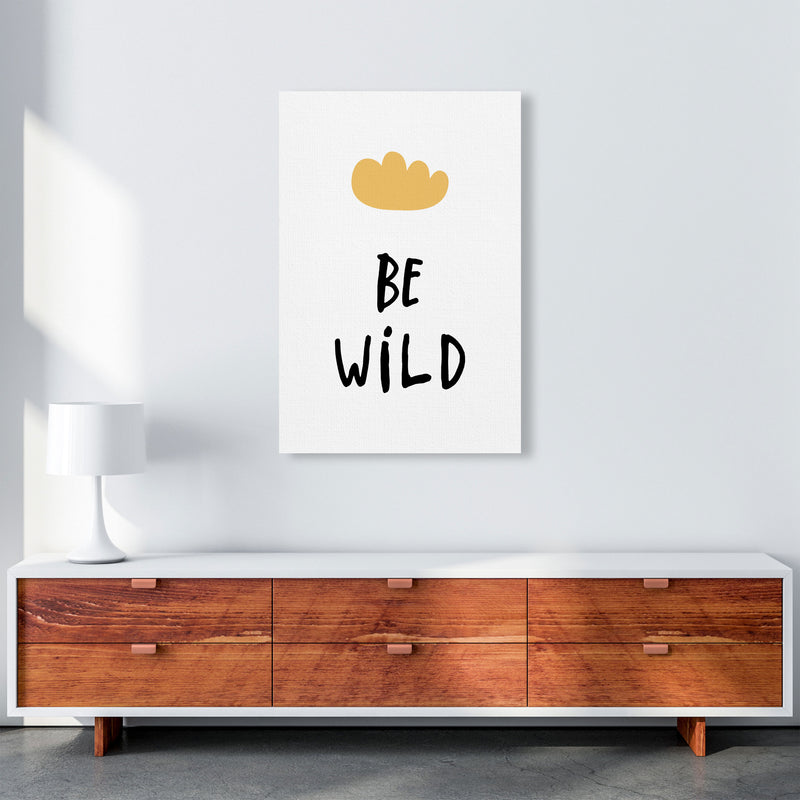 Be Wild Mustard Cloud Framed Typography Wall Art Print A1 Canvas