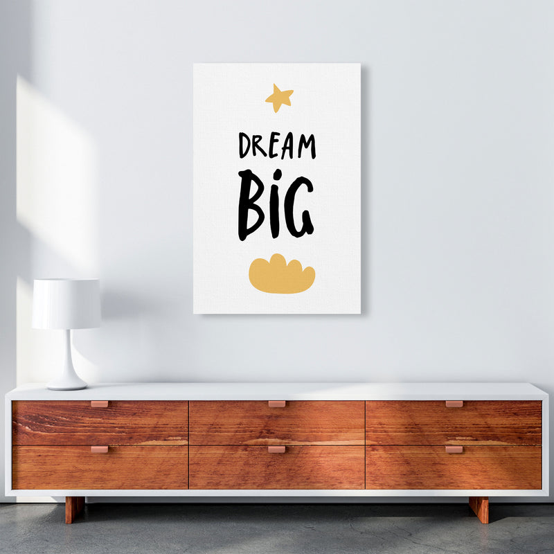Dream Big Yellow Cloud Framed Typography Wall Art Print A1 Canvas