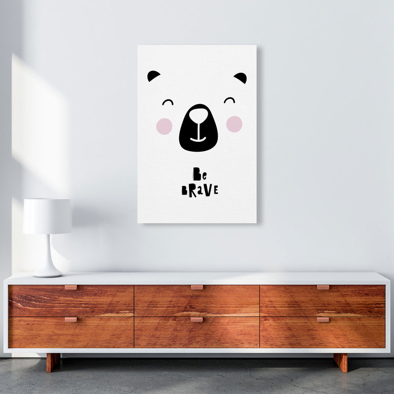 Be Brave Bear Face Framed Typography Wall Art Print A1 Canvas
