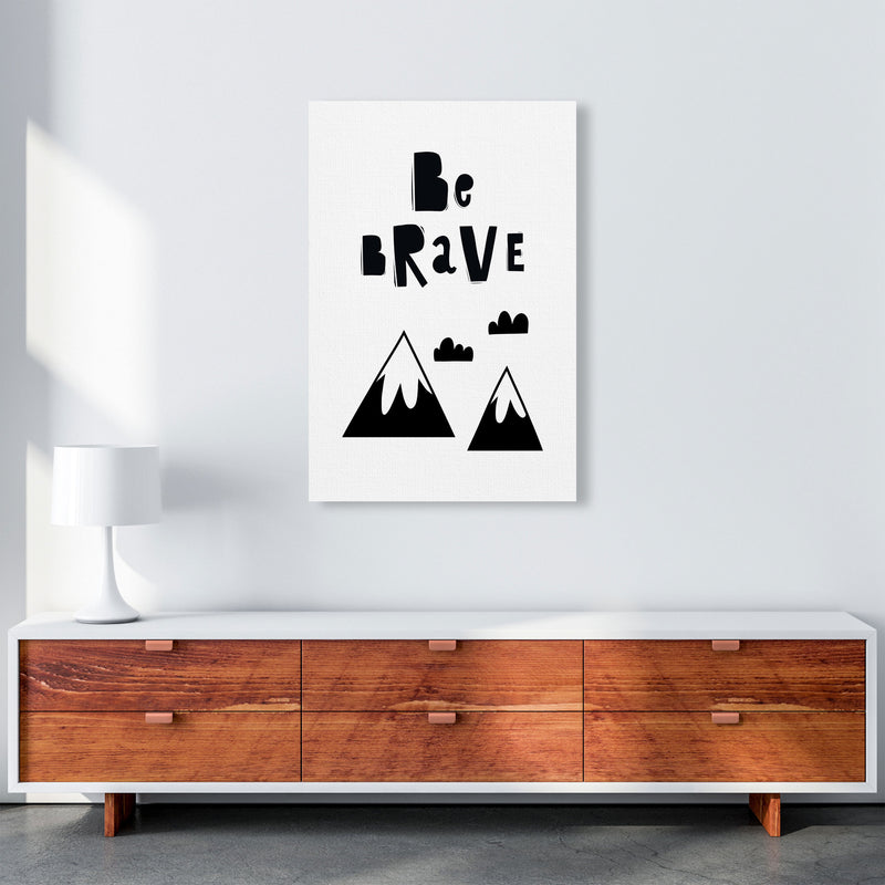 Be Brave Scandi Mountains Framed Typography Wall Art Print A1 Canvas