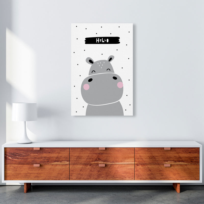 Hello Hippo Modern Print Animal Art Print A1 Canvas