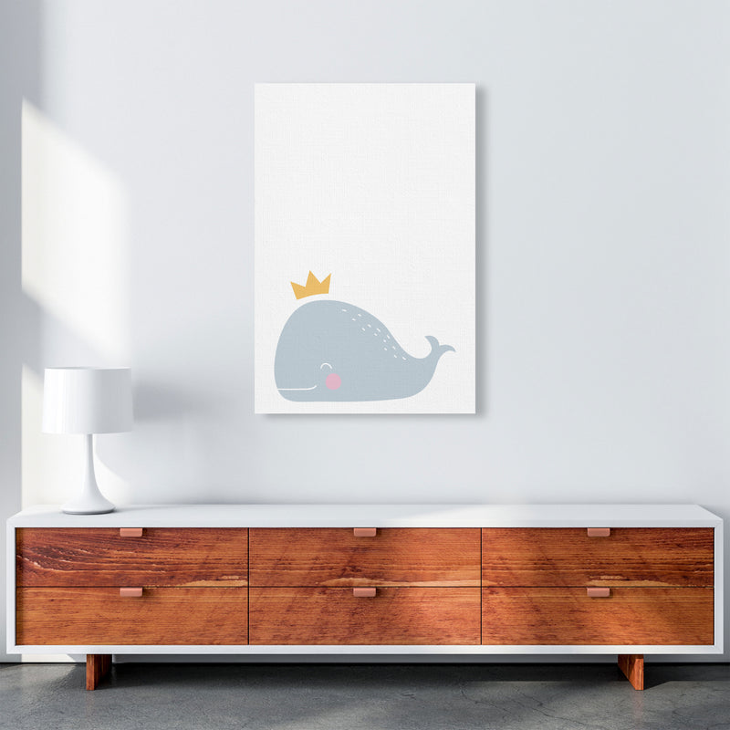 Whale With Crown Framed Nursey Wall Art Print A1 Canvas