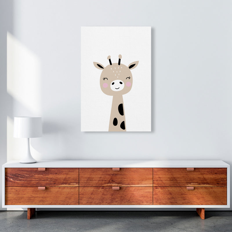 Scandi Brown Giraffe Framed Nursey Wall Art Print A1 Canvas