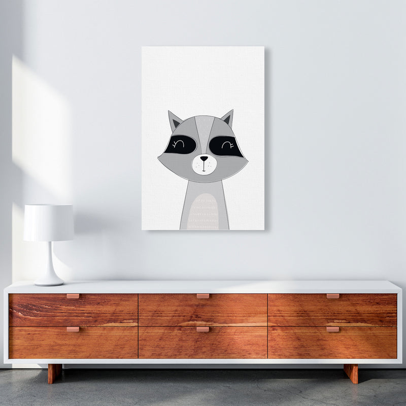 Scandi Raccoon Framed Nursey Wall Art Print A1 Canvas