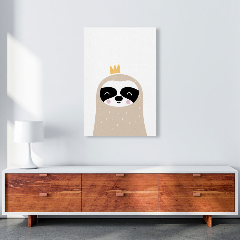 Scandi Sloth With Crown Framed Nursey Wall Art Print A1 Canvas