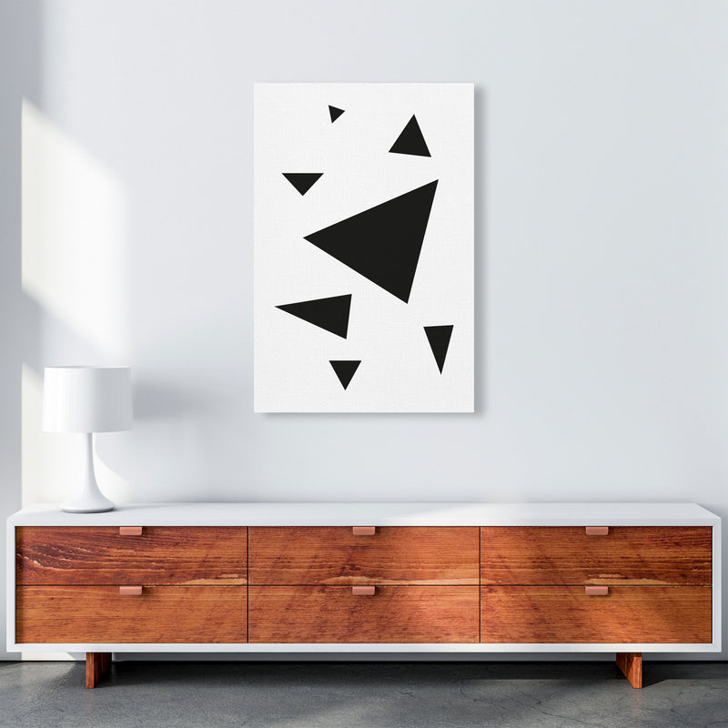 Black Abstract Triangles Modern Print A1 Canvas