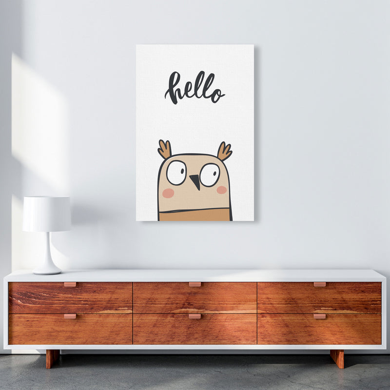 Hello Owl Modern Print Animal Art Print A1 Canvas