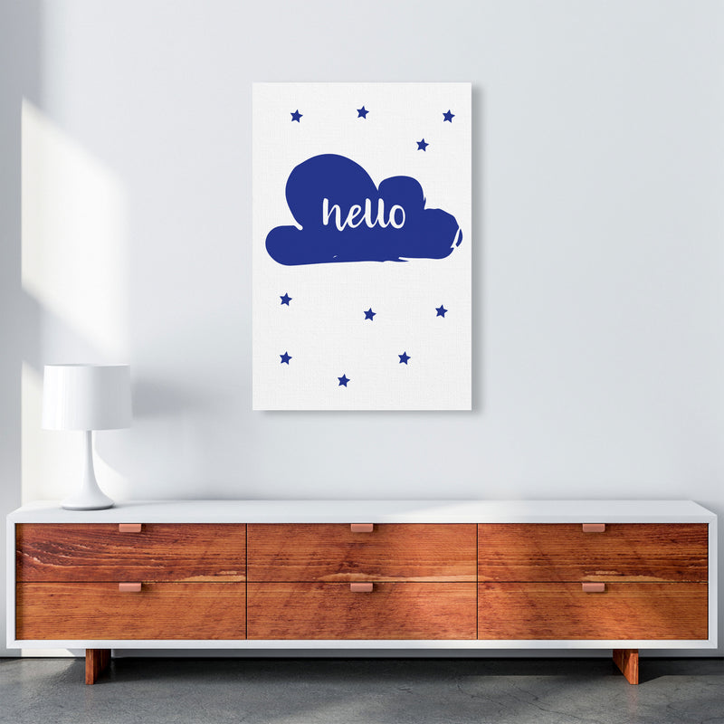 Hello Cloud Navy Framed Nursey Wall Art Print A1 Canvas