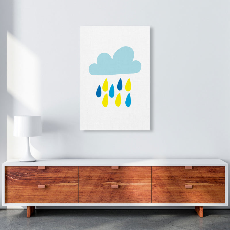 Blue Rain Cloud Modern Print A1 Canvas