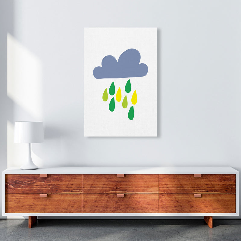 Dark Blue Rain Cloud Modern Print A1 Canvas
