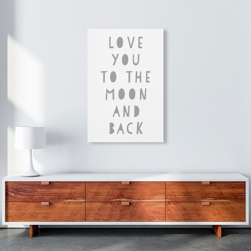 Love You To The Moon And Back Grey Framed Typography Wall Art Print A1 Canvas