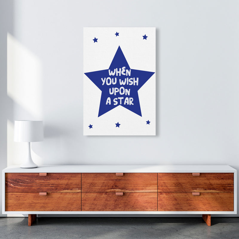 Wish Upon A Star Navy Framed Nursey Wall Art Print A1 Canvas