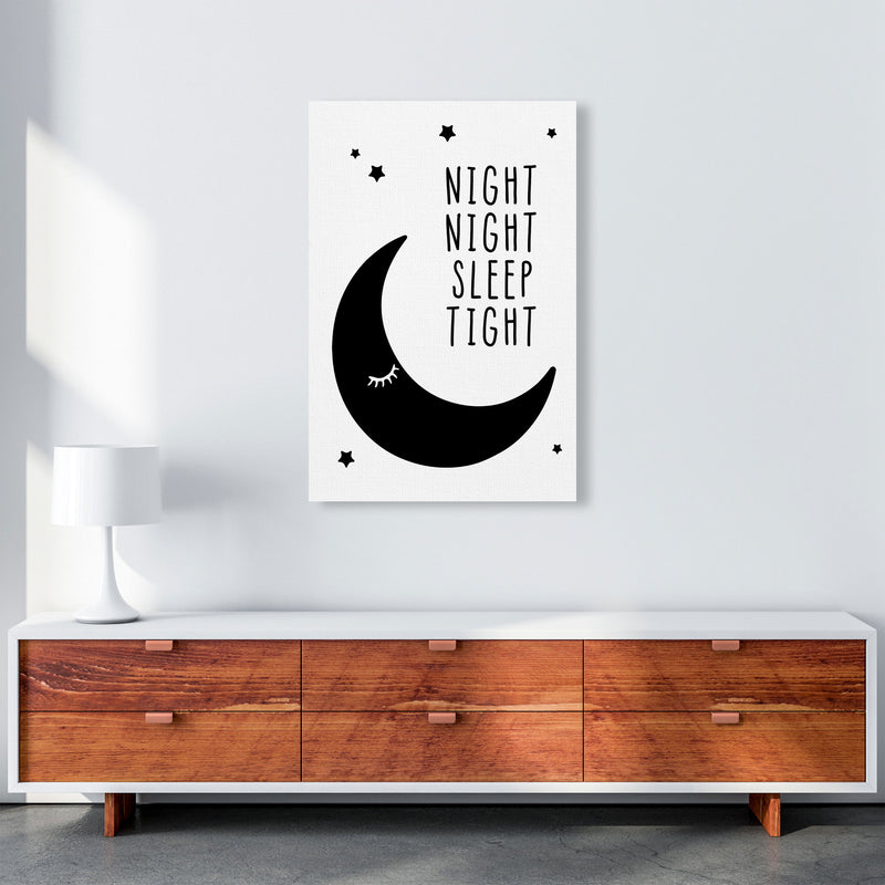 Night Night Moon Black Framed Nursey Wall Art Print A1 Canvas
