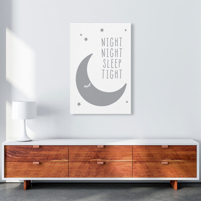 Night Night Moon Grey Framed Nursey Wall Art Print A1 Canvas