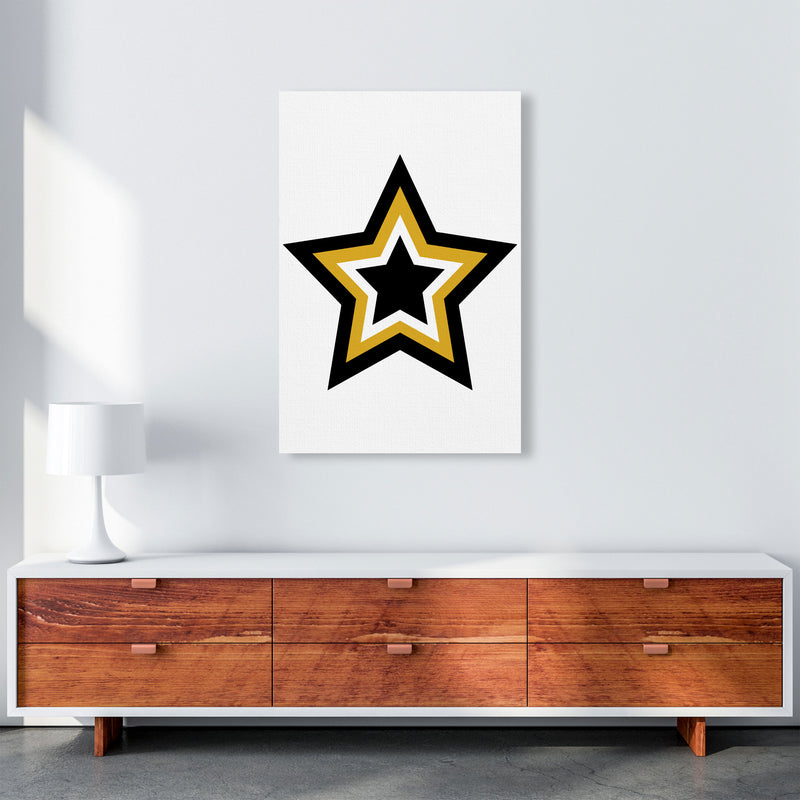 Mustard And Black Layered Star Modern Print A1 Canvas