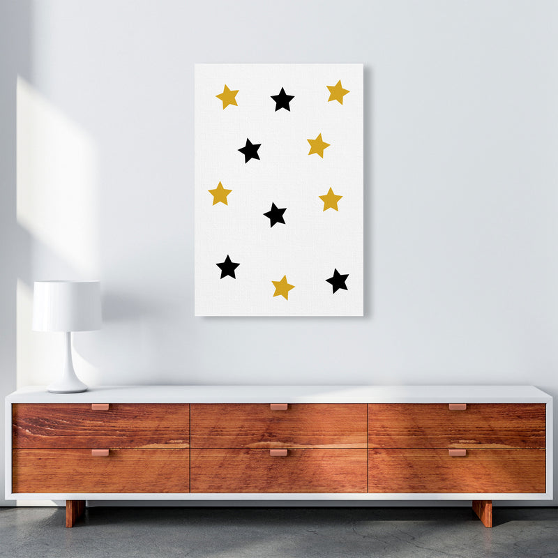 Mustard And Black Stars Modern Print A1 Canvas