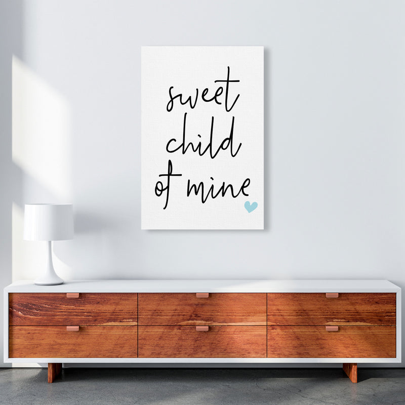Sweet Child Of Mine Blue Framed Nursey Wall Art Print A1 Canvas