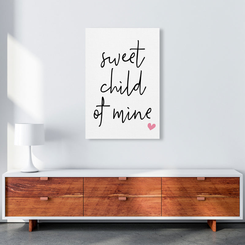Sweet Child Of Mine Pink Framed Nursey Wall Art Print A1 Canvas