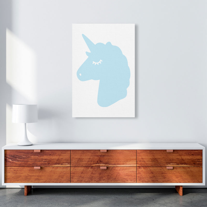 Blue Unicorn Head Modern Print Animal Art Print A1 Canvas