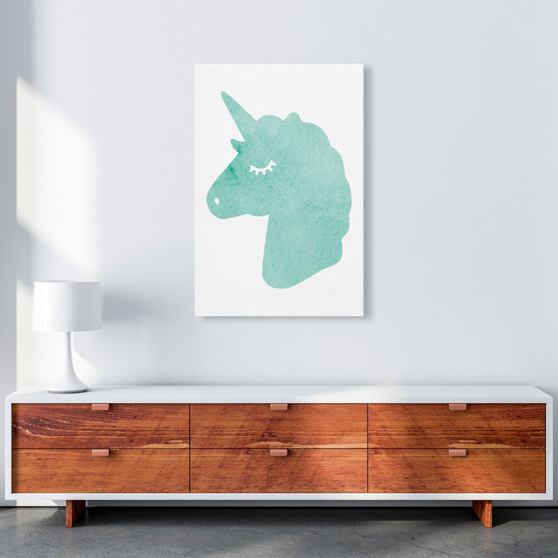 Mint Unicorn Head Modern Print Animal Art Print A1 Canvas