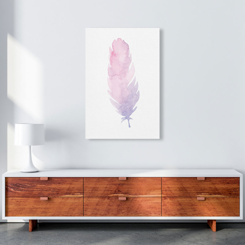 Pink Watercolour Feather Modern Print A1 Canvas