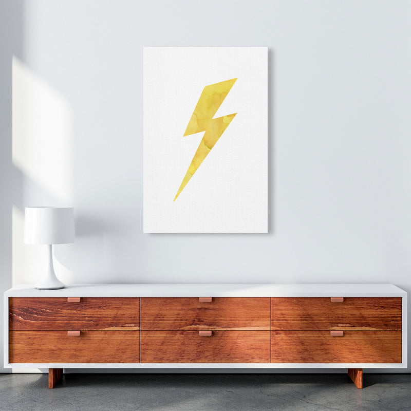 Yellow Thunderbolt Watercolour Modern Print A1 Canvas