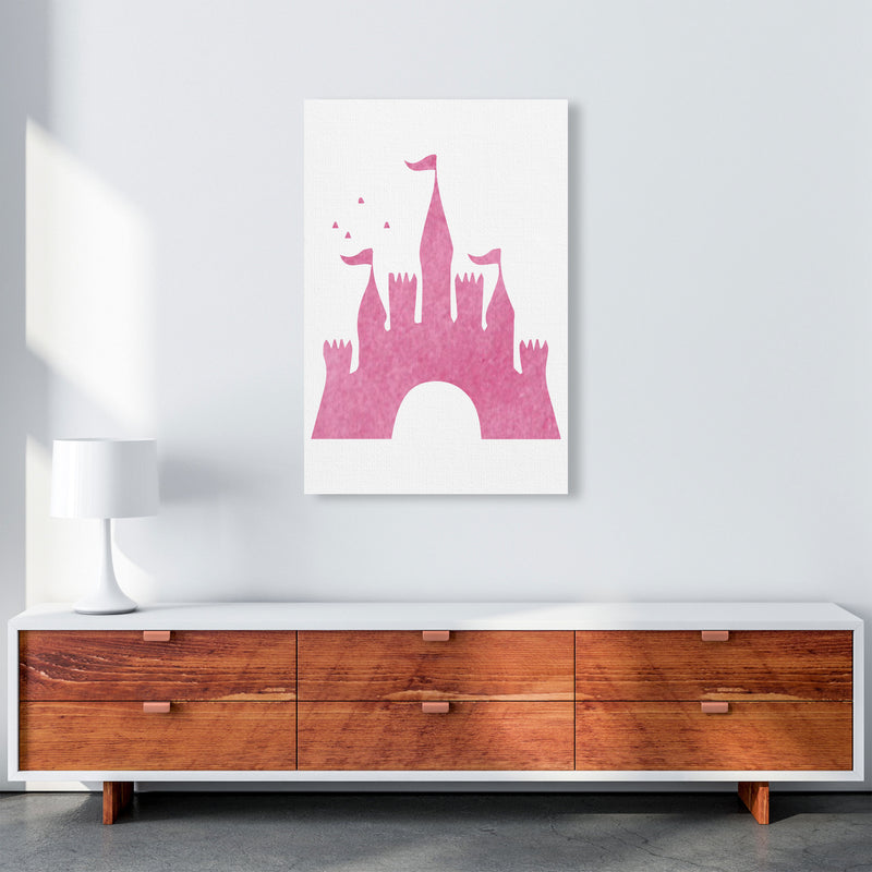 Pink Castle Watercolour Modern Print A1 Canvas