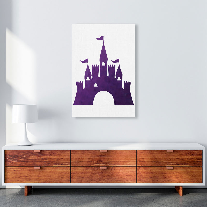 Purple Castle Watercolour Modern Print A1 Canvas