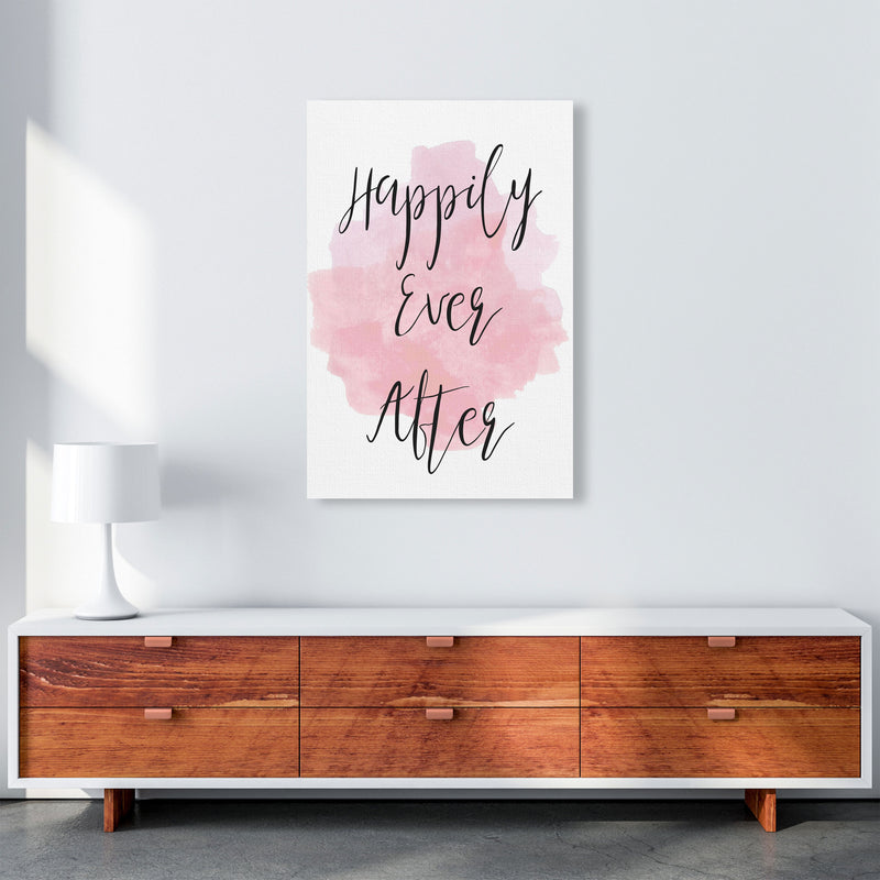 Happily Ever After Pink Watercolour Modern Print A1 Canvas