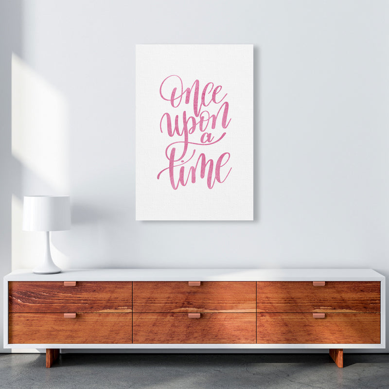 Once Upon A Time Pink Watercolour Framed Typography Wall Art Print A1 Canvas