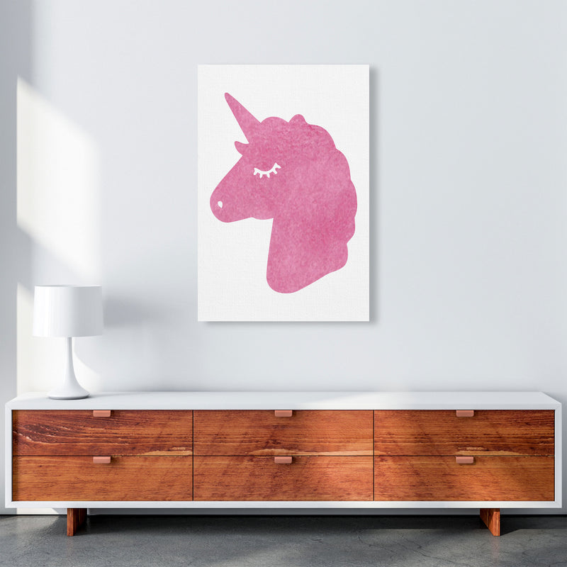 Unicorn Pink Silhouette Watercolour Modern Print A1 Canvas