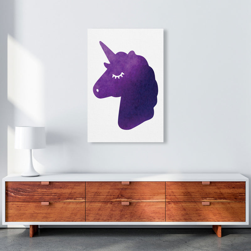 Unicorn Purple Silhouette Watercolour Modern Print A1 Canvas