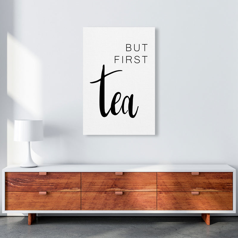 But First Tea Modern Print, Framed Kitchen Wall Art A1 Canvas