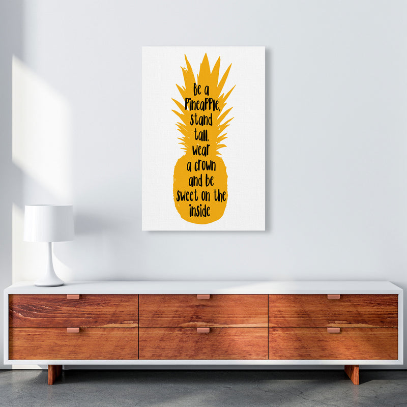 Be A Pineapple Yellow Framed Typography Wall Art Print A1 Canvas