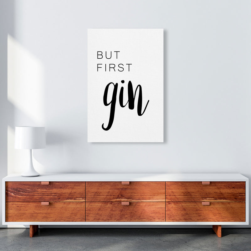 But First Gin Modern Print, Framed Kitchen Wall Art A1 Canvas
