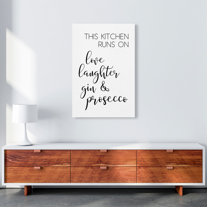 This Kitchen Runs On Love Laughter Gin & Prosecco Print, Framed Kitchen Wall Art A1 Canvas