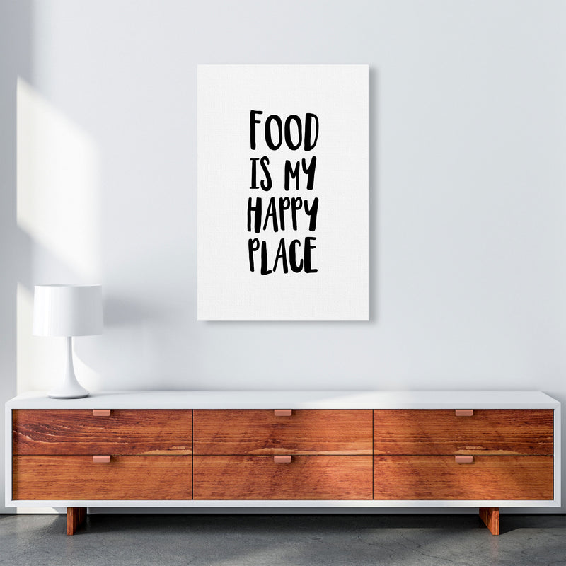 Food Is My Happy Place Framed Typography Wall Art Print A1 Canvas