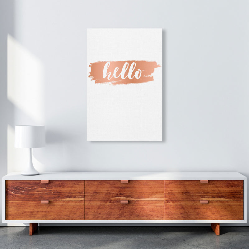 Hello Rose Gold Framed Typography Wall Art Print A1 Canvas