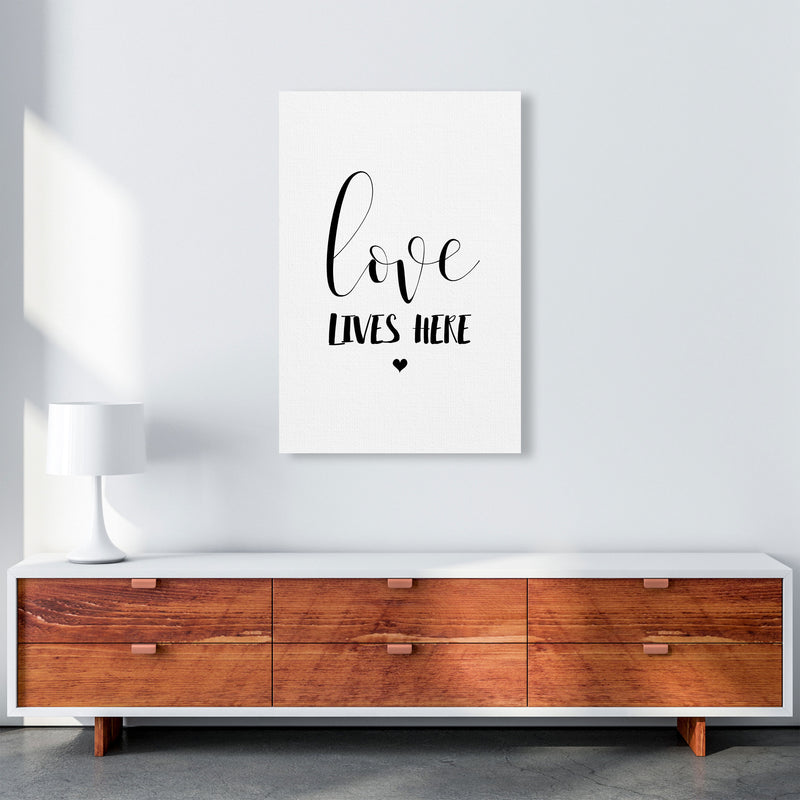 Love Lives Here Framed Typography Wall Art Print A1 Canvas