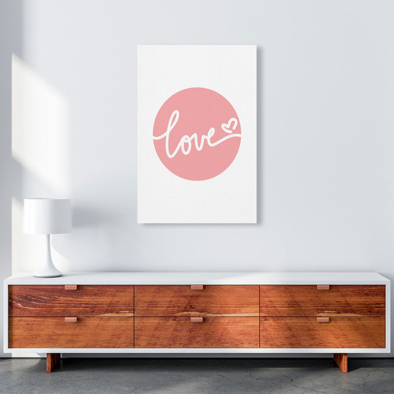 Love Pink Circle Framed Typography Wall Art Print A1 Canvas