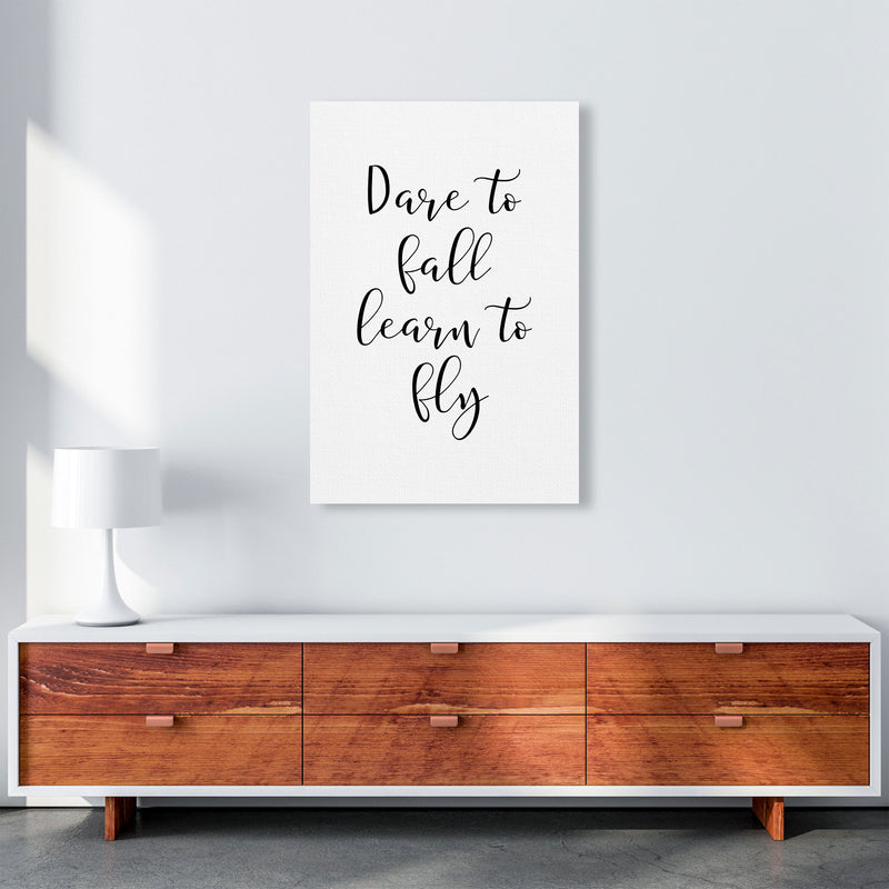 Dare To Fall Dream To Fly Framed Typography Wall Art Print A1 Canvas